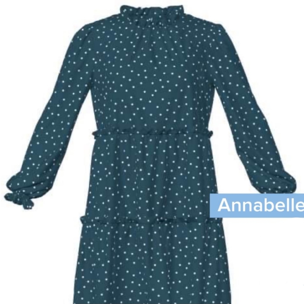 Lularoe XXS Annabelle Denim Blue with White Polka Dots